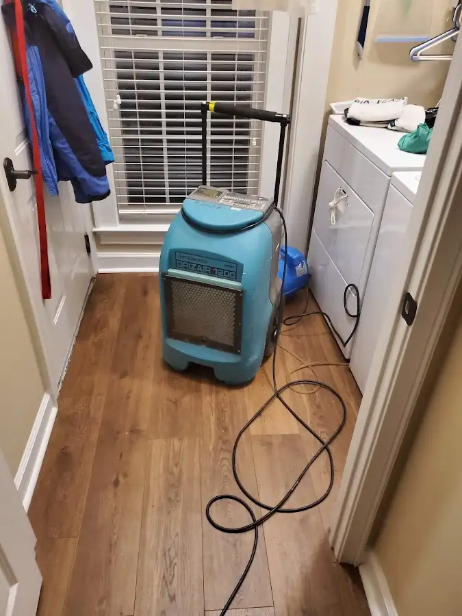 Commercial dehumidifier deployed for Flood Damage Cleanup in Central